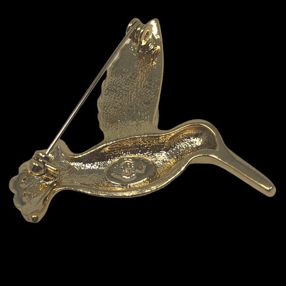 Premier Designs Hummingbird Brooch Pin Colored Rhinestones Gold Tone Signed - Picture 2 of 4